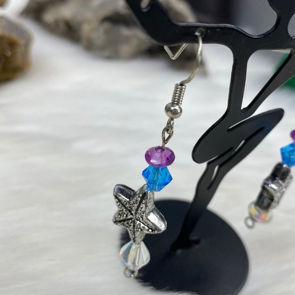 Pierced Starfish Bead Dangle Earrings - Picture 2 of 5